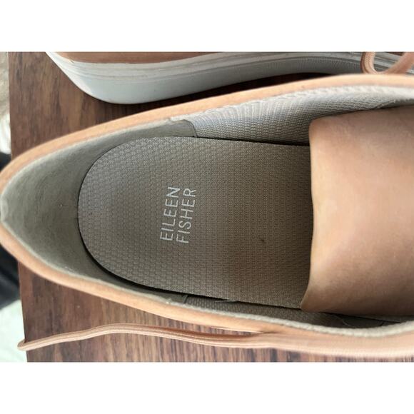 Eileen Fisher Prescot Platform Sneaker in Toffee Cream Nubuck Suede Leather sz 9 - Picture 4 of 8